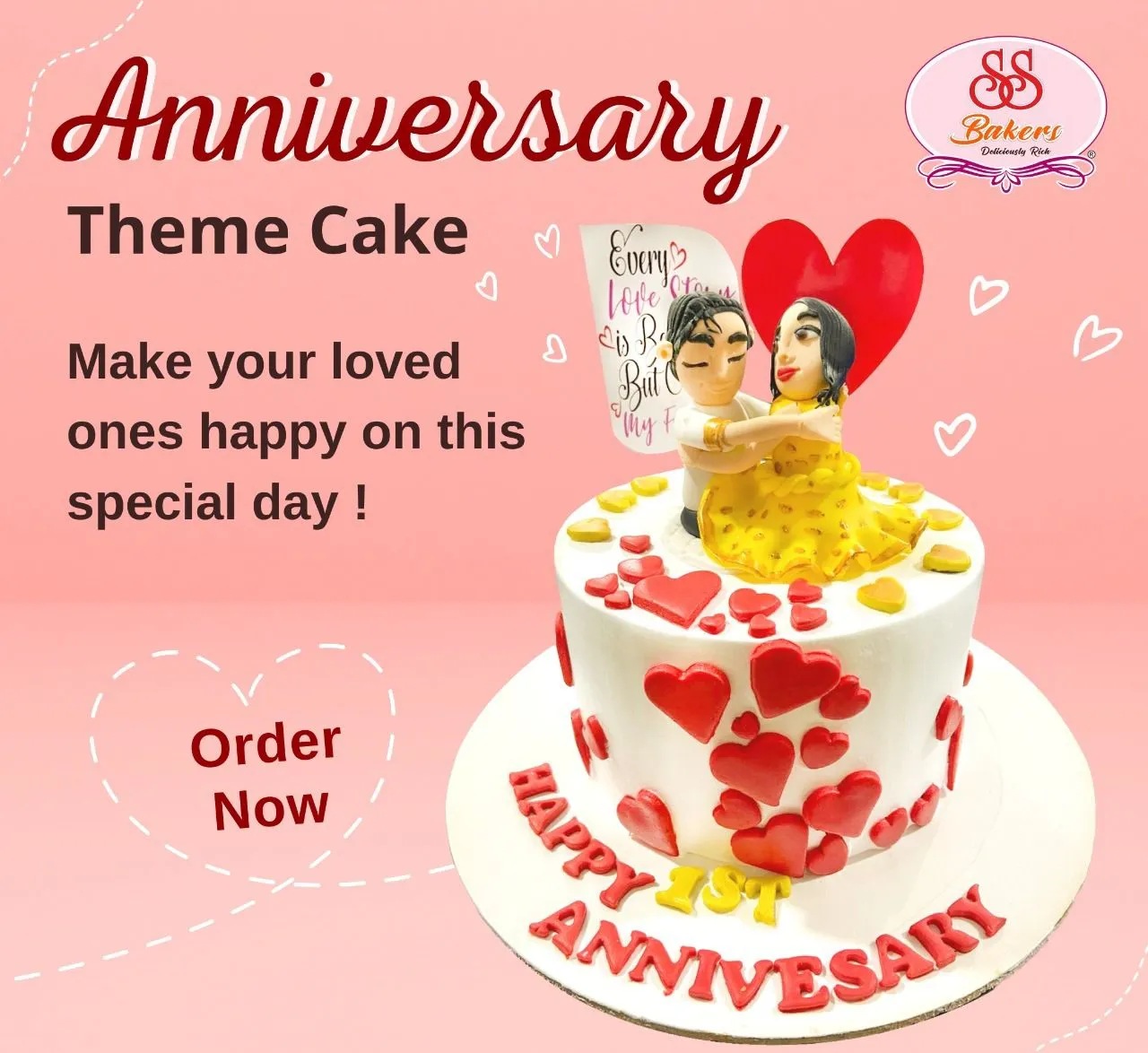 Cake Topper | Italic Happy Anniversary | Rs 250 | Omkraft